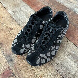 Coach Kathleen Womens Sneakers Size 7M Black Gray Monogram Athletic Shoes